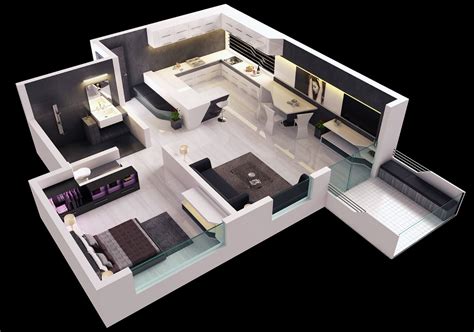 Primary 1 Bedroom House Floor Plan Design 3D Comfortable – New Home ...