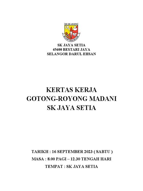 Kertas Kerja Gotong Royong Madani 2023 Pdf