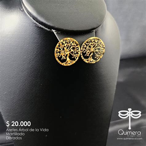 Aretes Árbol de la Vida Martillado Quimera El regalo ideal