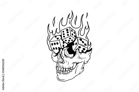 flaming skull tattoo Stock Vector | Adobe Stock