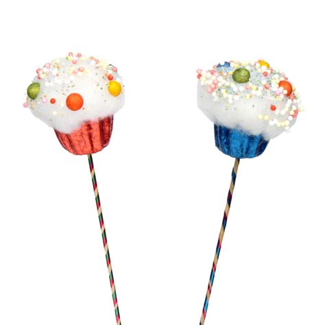 21 Fluffy Cupcake Pick Birthday Candyland Theme Party Decorations