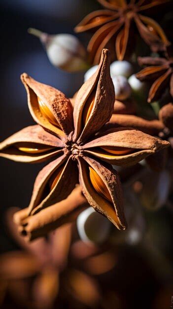 Premium AI Image | a close up of a star anise on a tree