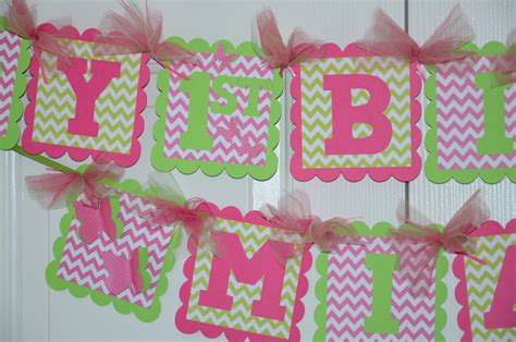 Chevron Happy 1st Birthday Name Banner Birthday Party