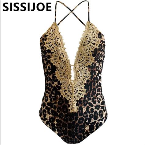 Sexy Leopard Bikini Women Lace Swimwear Female Swimsuit One Piese