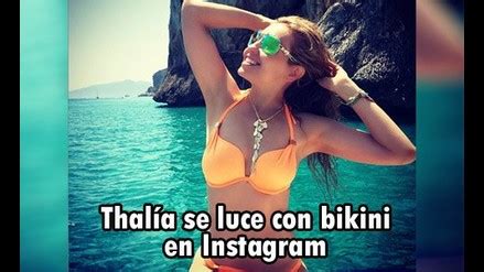 Instagram Thalía luce su figura con diminuto bikini
