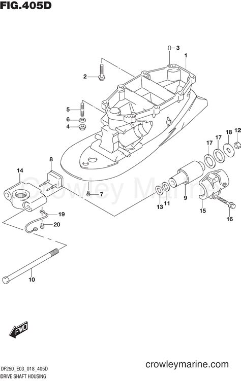 Drive Shaft Housing Transom L Df St Serial Range Four Stroke