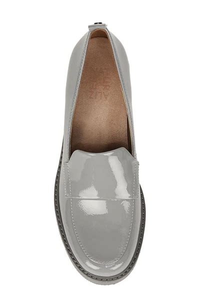 Naturalizer Darry Lug Sole Loafers In Titanium Grey Patent Leather Modesens