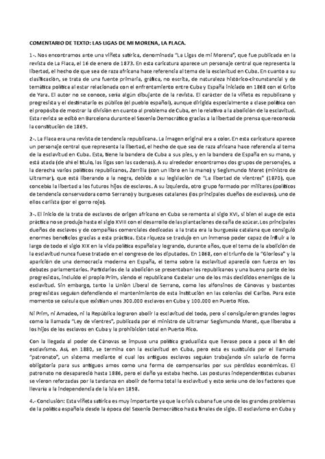 Comentario De Texto Las Ligas De Mi Morena Modelo Para Evau España 2