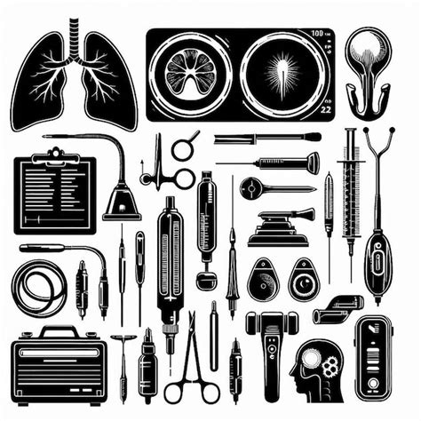 Premium Vector Instruments Used In Radiology Silhouette Line Art