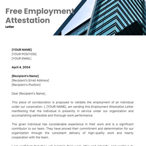 Free Employment Attestation Letter Edit Online And Download