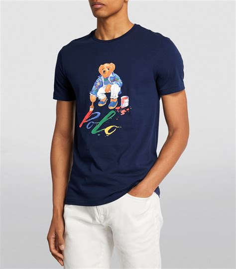 Mens Polo Ralph Lauren Navy Cotton Polo Bear T Shirt Harrods Uk