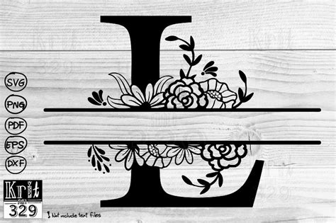 L Floral Split Monogram Graphic by Krit-Studio329 · Creative Fabrica