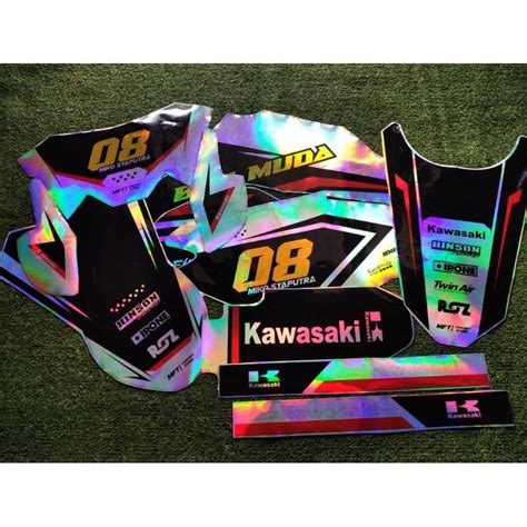 Jual Decal Bahan Hologram Atau Chrome Pelangi Maxdecal Tipe Motor Klx