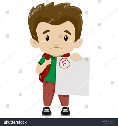 Vector Illustration Boy Showing His Failed