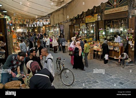 Damascus Syria Bazaar Souk Souq Market Shop Stock Photo Alamy