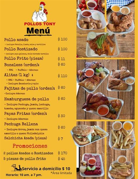 Menu At Pollos Tony Restaurant Saltillo