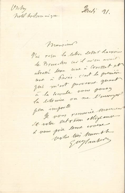 21 août 1862 de Gustave Flaubert à Jules Claye Centre Gustave Flaubert