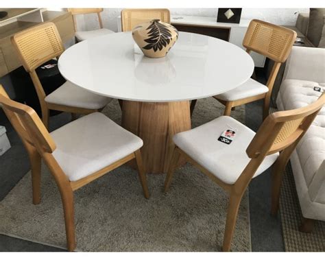 Conjunto Mesa De Jantar Redonda 1 20m 4 Cadeiras ONIX