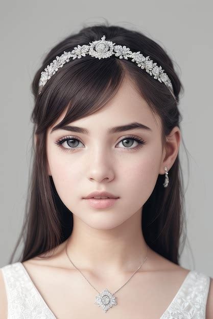 Premium AI Image A Bride With A Headband And A Tiara On Her Head