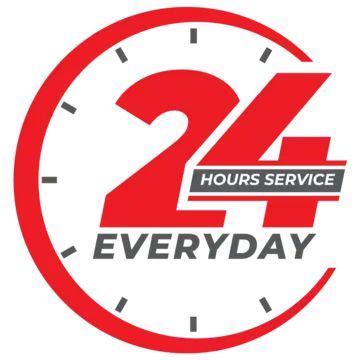 24 Hour Service Logo 24 Hours Service Tag Emergency Service Icon Red