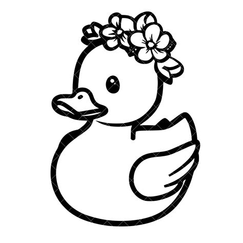 Cute Rubber Ducky Svg Png Duck With Flower Crown Svg Png Rubber Duck