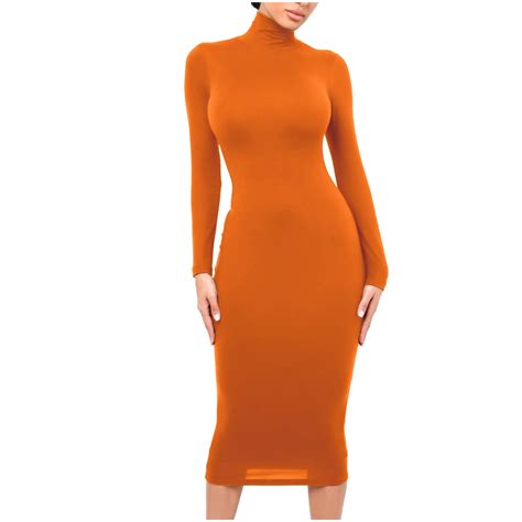 JNGSA Party Dresses for Women, Womens Bodycon Dress Turtleneck Long