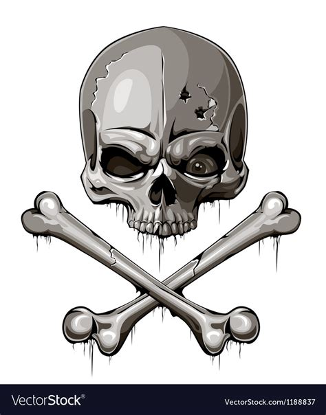 Decrepit Skull With Two Crossed Bones Royalty Free Vector