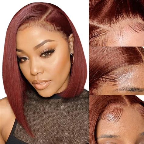 Reddish Brown Bob Wig Human Hair 13x4 Hd Lace Front Wigs Human Hair Pr