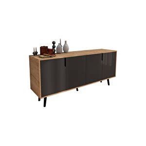 Vertex Mobilya Latina Ahşap Ayaklı Modern Konsol Cm Safir Meşe Antrasit Konsol