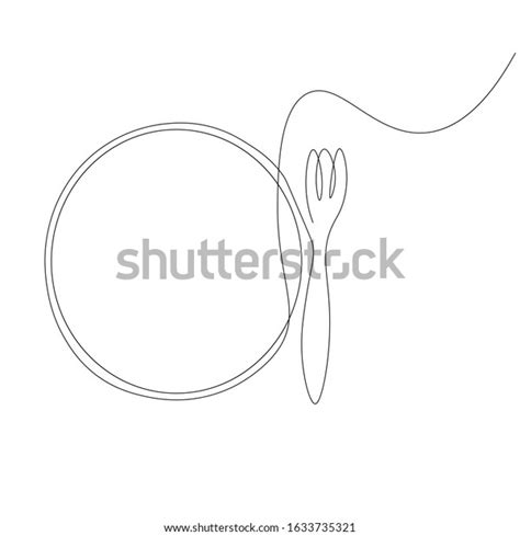 Fork Plate One Line Drawing Vector Stock Vector (Royalty Free) 1633735321 | Shutterstock