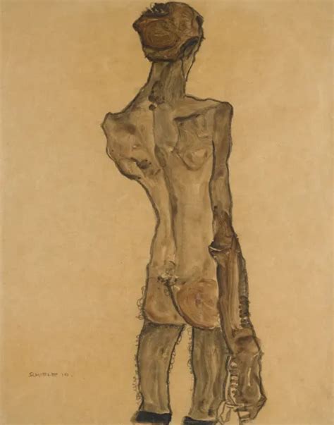 Egon Schiele Standing Male Nude Back View Canvas Print X