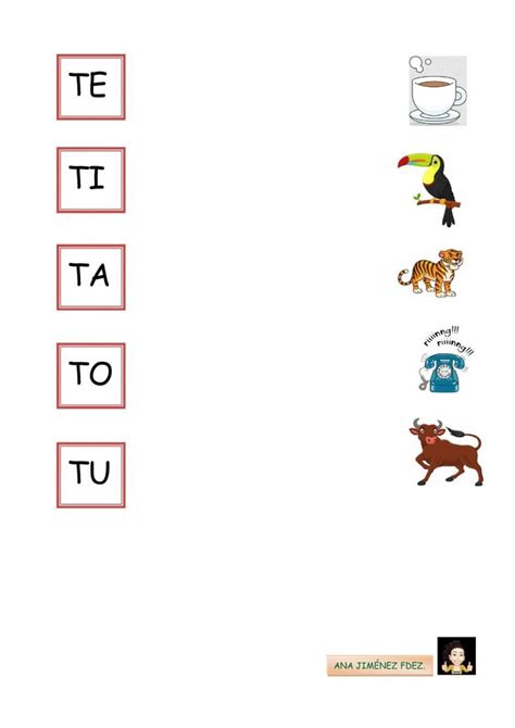 Sílabas ta te ti to tu worksheet Math for kids Learning english for