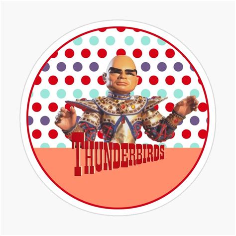 the thunderbirds sticker with polka dots and an image of a cartoon character on it