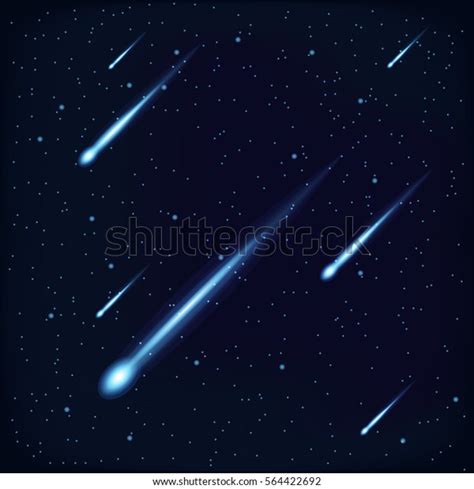 Night Sky Falling Stars Meteor Comet Stock Vector Royalty Free 564422692