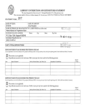 Fillable Online Lobbyist Contributions And Expenditures Statement The