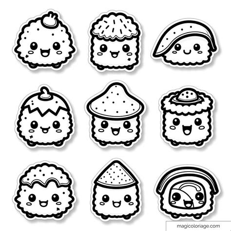 Coloriage Sushi - 52 Dessins à imprimer (PDF gratuit)