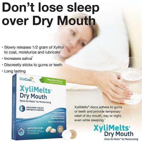 Oracoat Xylimelts Dry Mouth Relief Discs Mild Mint Xylitol 40 Count