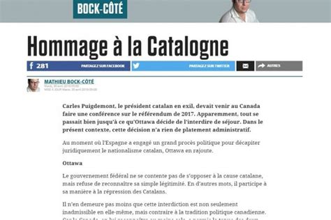 A Quebec "homage to Catalonia" in 'Le Journal de Montreal'