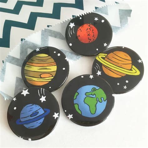 Set Of Five Space And Planets Badges By Woah There Pickle Badge