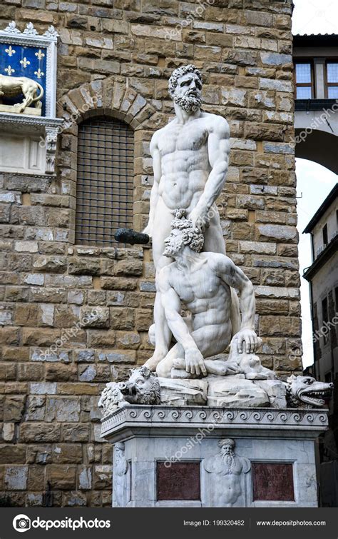 Estatua Hércules Caco Frente Palazzo Vecchio Piazza Della Signoria