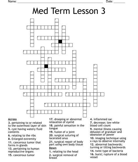 Med Term Lesson Crossword Wordmint