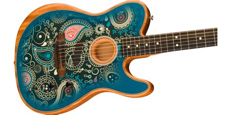 Fender American Acoustasonic Telecaster Blue Paisley - Guitar.co.uk