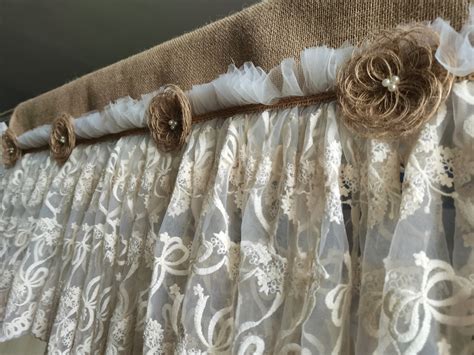 Lace Curtains Romantic Kitchen Valance Burlap Lace Decor | Etsy