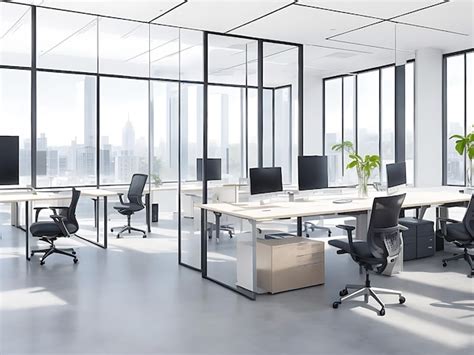 Premium Photo | A modern open plan office Interior of open office