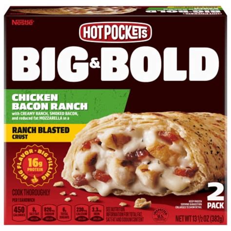 Hot Pockets Big Bold Chicken Bacon Ranch Frozen Snack 2 Ct 6 75 Oz Kroger