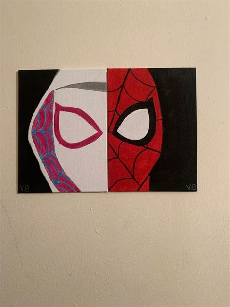 Spiderman Gwen Half And Half Painting En Pintura Sobre Lienzo