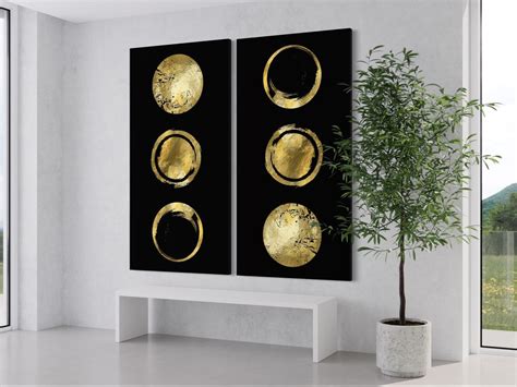 Gold Framed Wall Art Gold Wall Decor Gold Metal Line Art Black and Gold ...