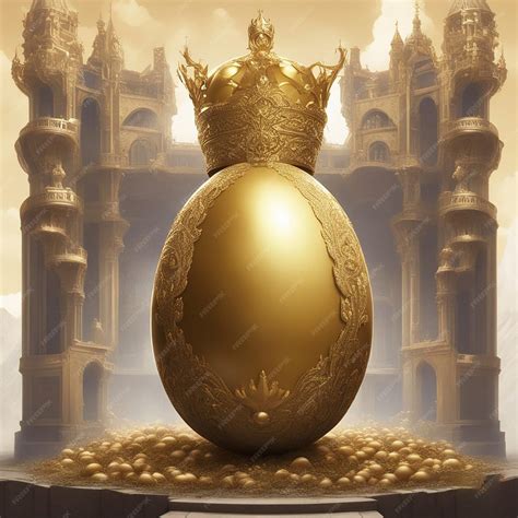 Premium AI Image | big golden egg wearing crown