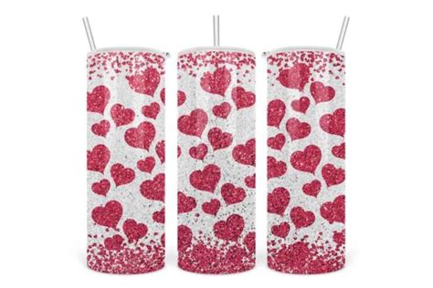 Valentine Pink Heart Glitter Tumbler Graphic By Superdong Nu Creative