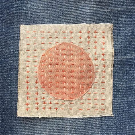 Japanes Boro Sashiko Slow Stitch Patch Of Natural Linen Plant Etsy